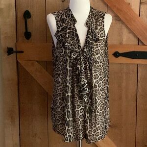 SIREN LILY Leopard Print Pullover Tunic Top Plus Size 3X Sleeveless Ruffle